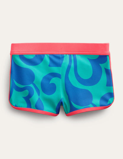 Patterned Swim Shorts-Tropical Green Summer Stencil