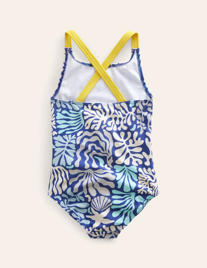 Cross-back Printed Swimsuit-Starboard Coral Reef