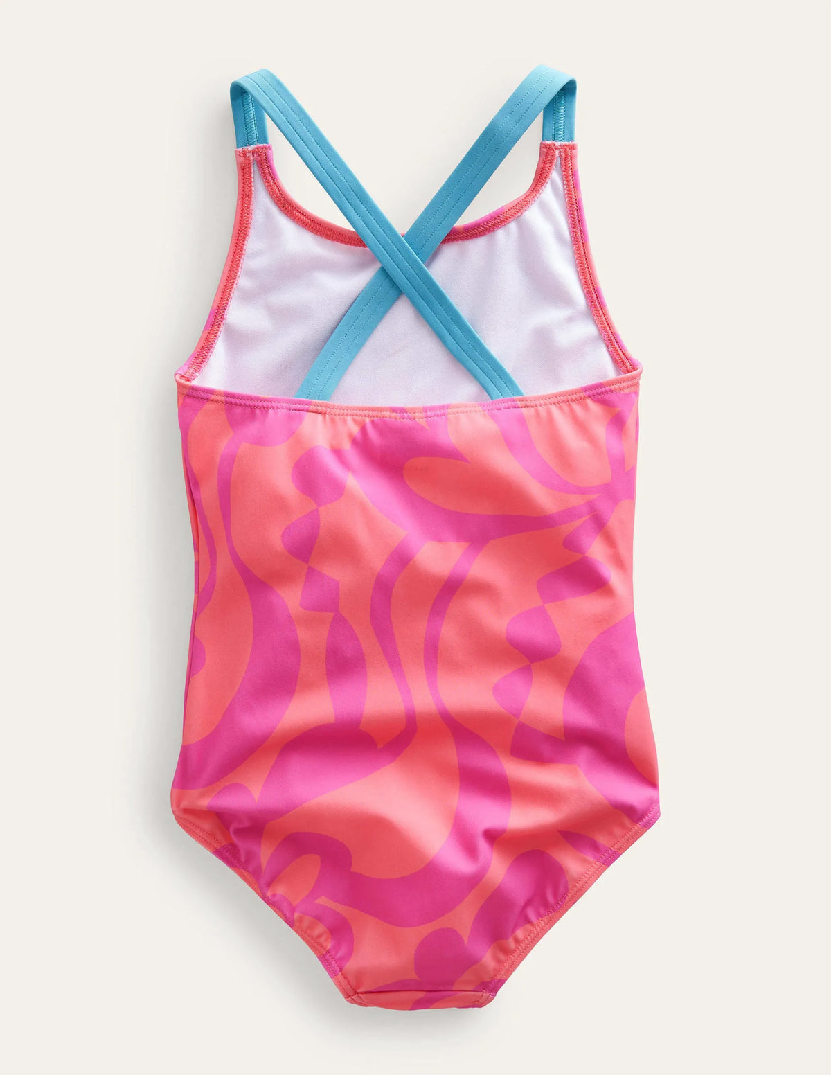 Cross-back Printed Swimsuit-Peach Punch Summer Stencil