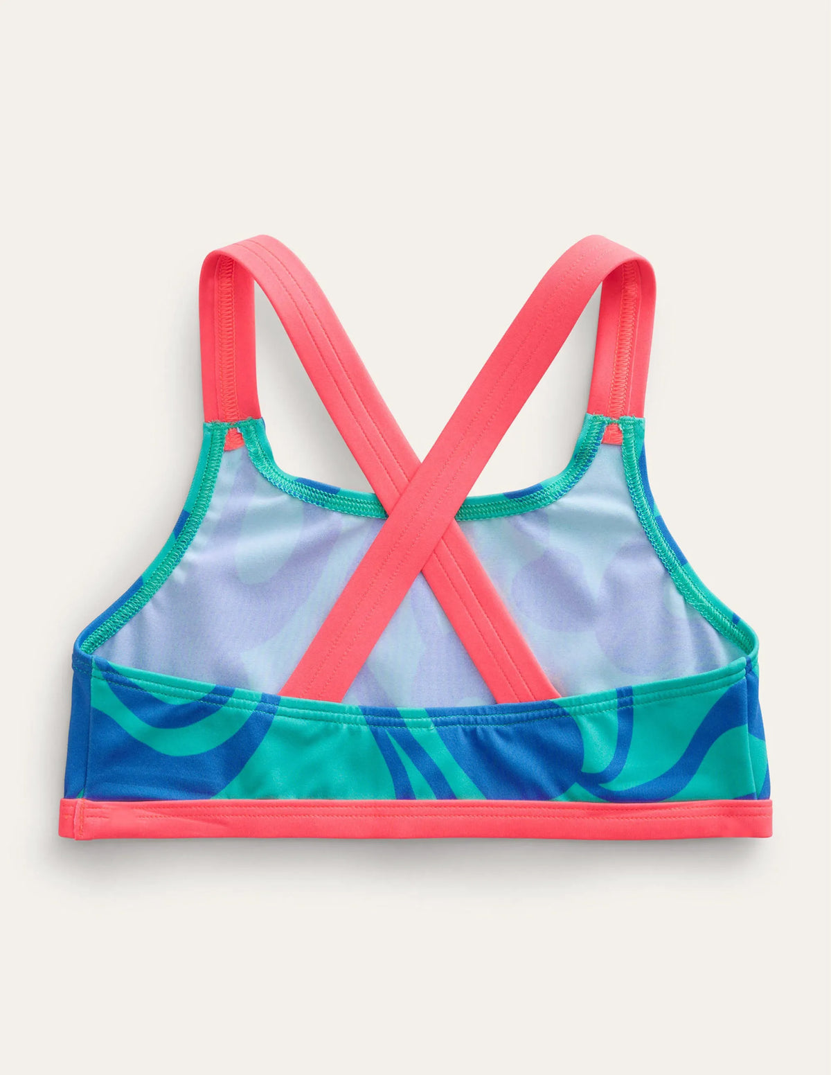 Cross Back Bikini Top-Tropical Green Summer Stencil