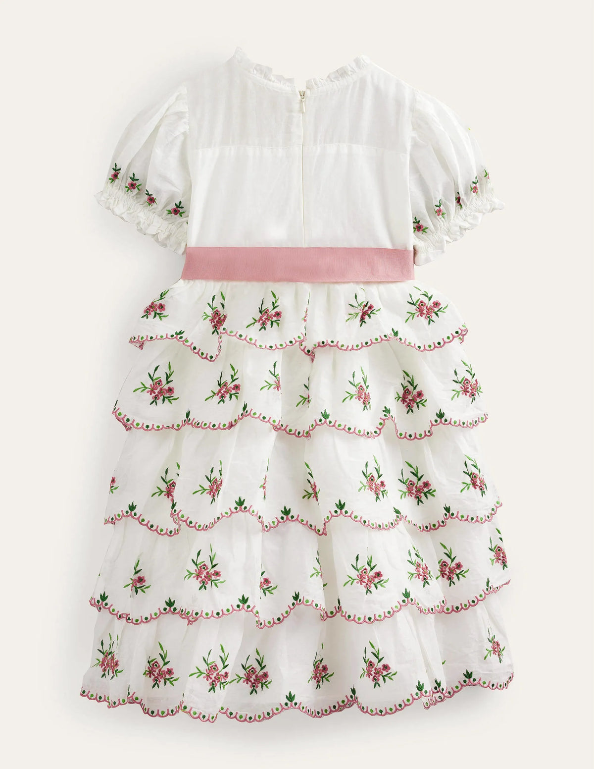 Embroidered Occasion Dress-Ivory