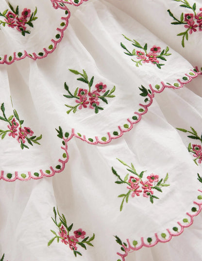 Embroidered Occasion Dress-Ivory