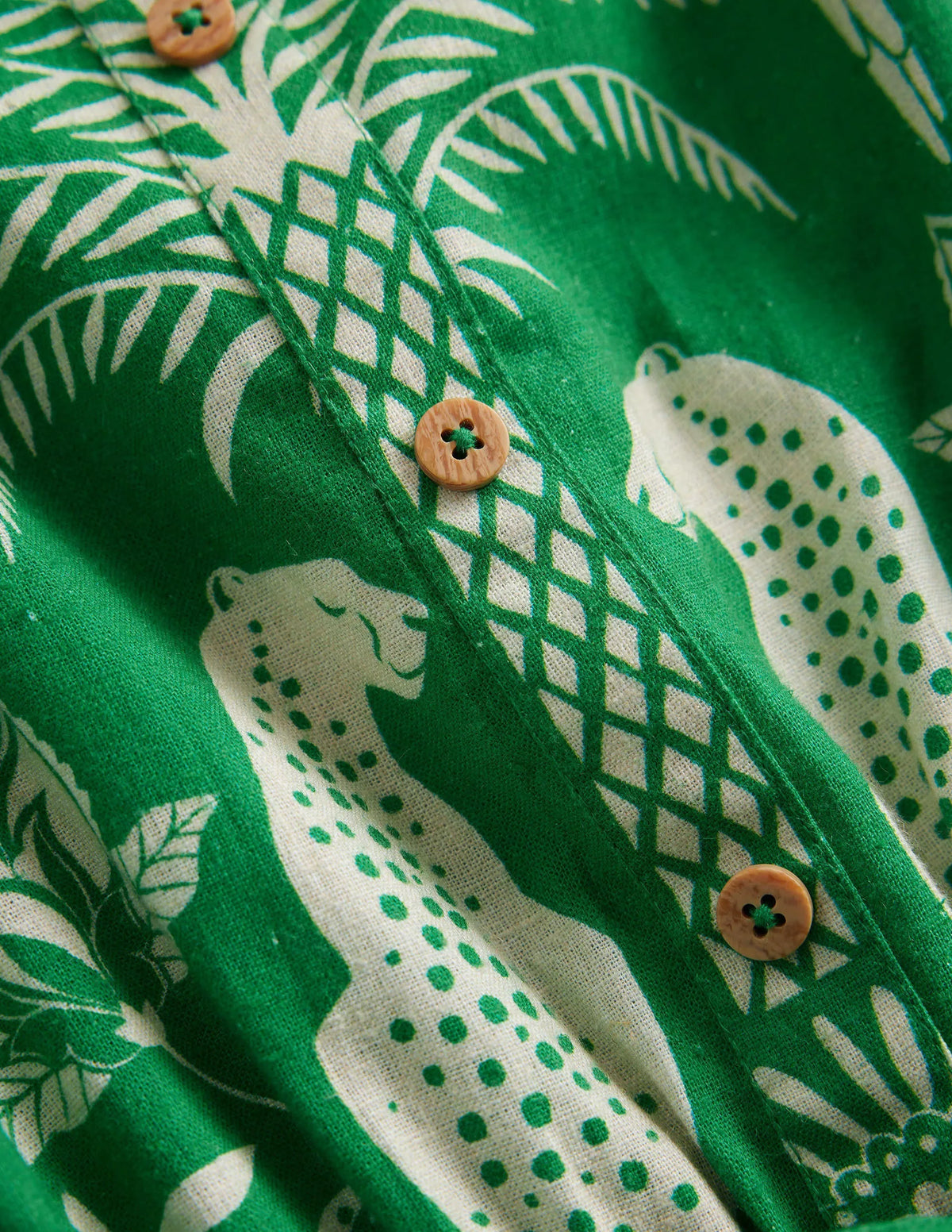 Linen-Cotton Ruffle Romper-Rich Emerald Goa