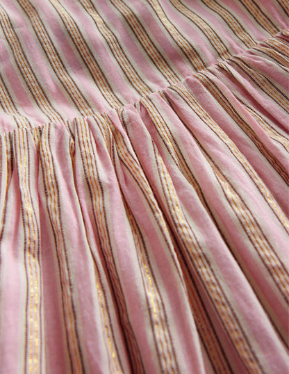 Back Detail Cut Out Dress-Lilac and Metallic Stripe