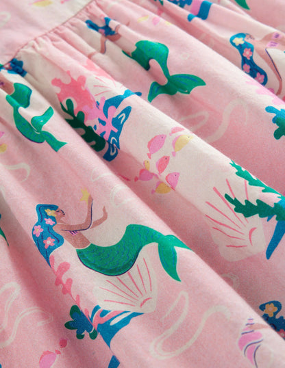 Flutter-Sleeve Printed Dress-Pink Magical Mermaid Ombre