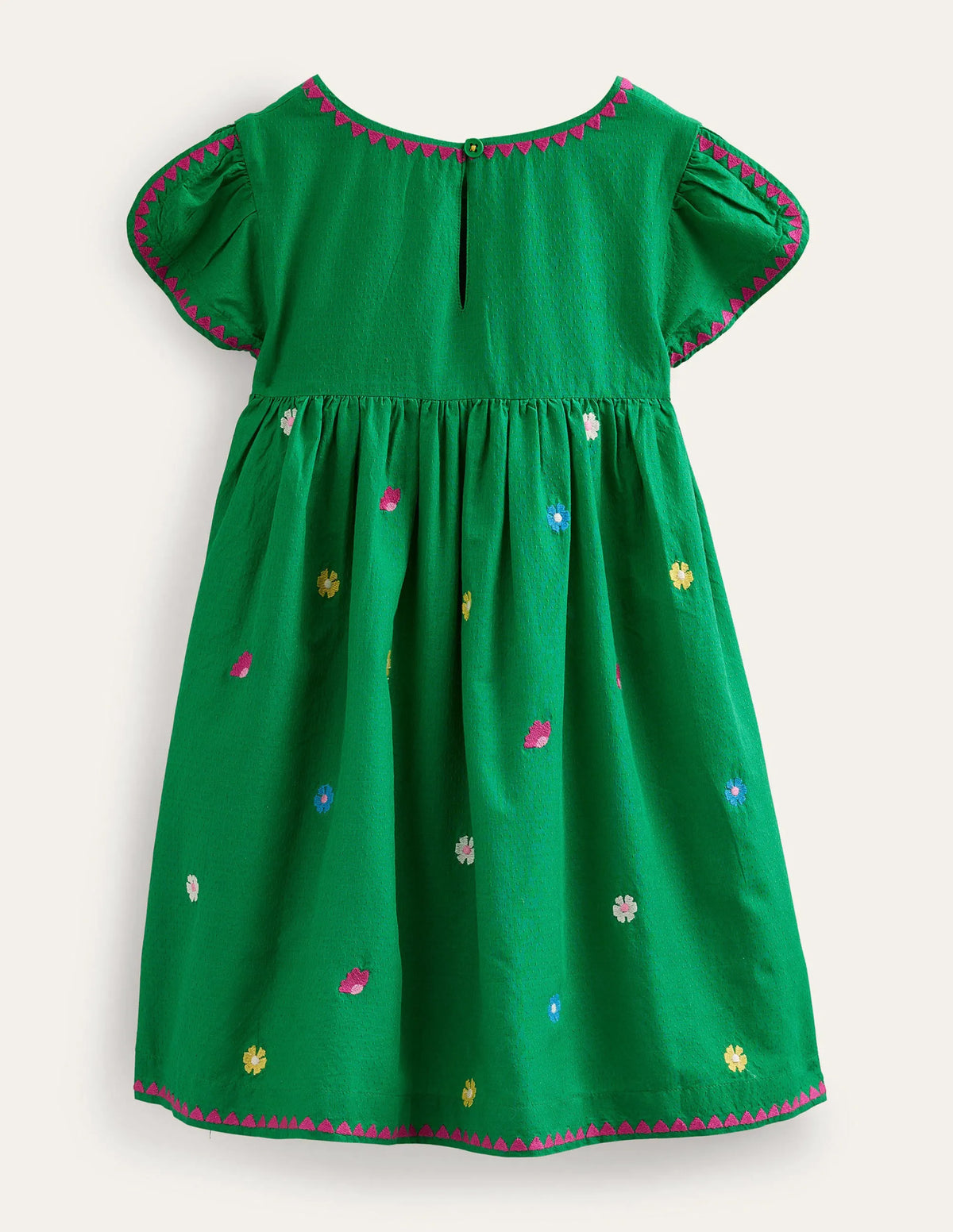 Embroidered Texture Dress-Rich Emerald