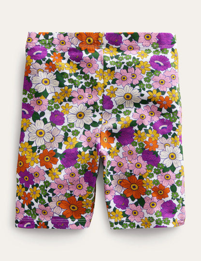 Biker Shorts-Radiant Orchid Purple Floral