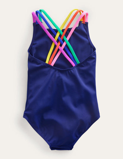Rainbow Cross-Back Swimsuit-Harmony Blue