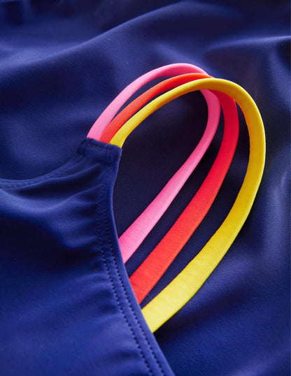 Rainbow Cross-Back Swimsuit-Harmony Blue