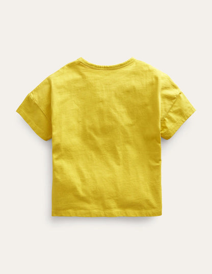 Printed Flutter T-shirt-Yellow Mushrooms