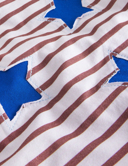 Reverse Appliqué T-shirt-Red/Ivory Stars