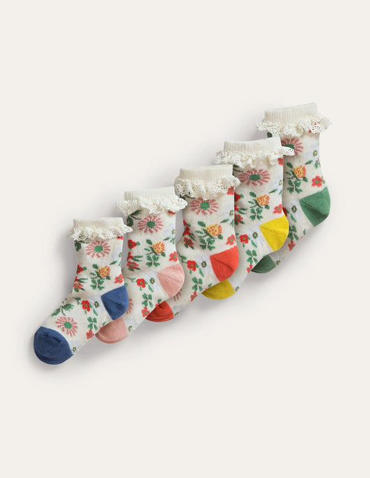 Frilly Socks 5 Pack-Multi Floral