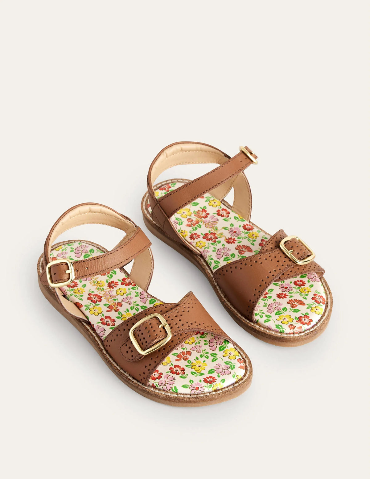 Leather Buckle Sandals-Tan