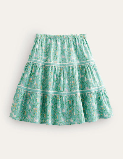 Midi Tiered Skirt-Hot Spring Bunnies