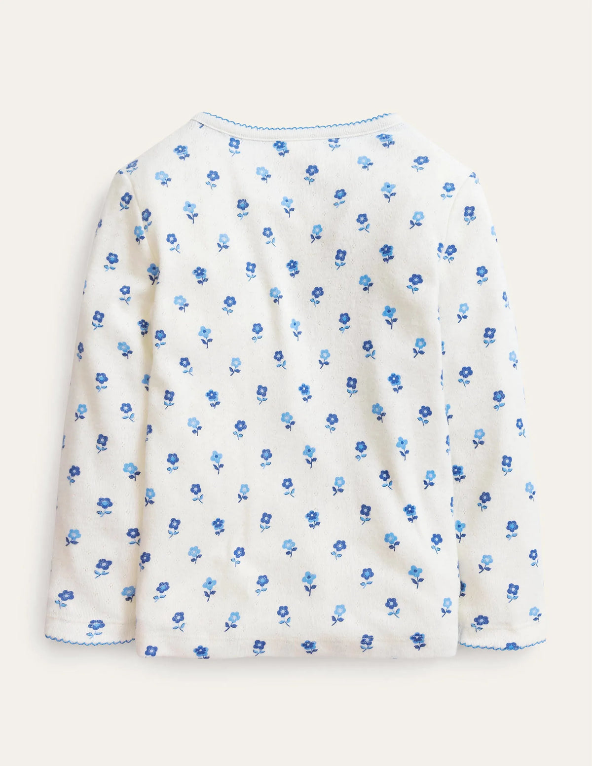 Supersoft Pointelle T-shirt-Vanilla Pod Blue Flower