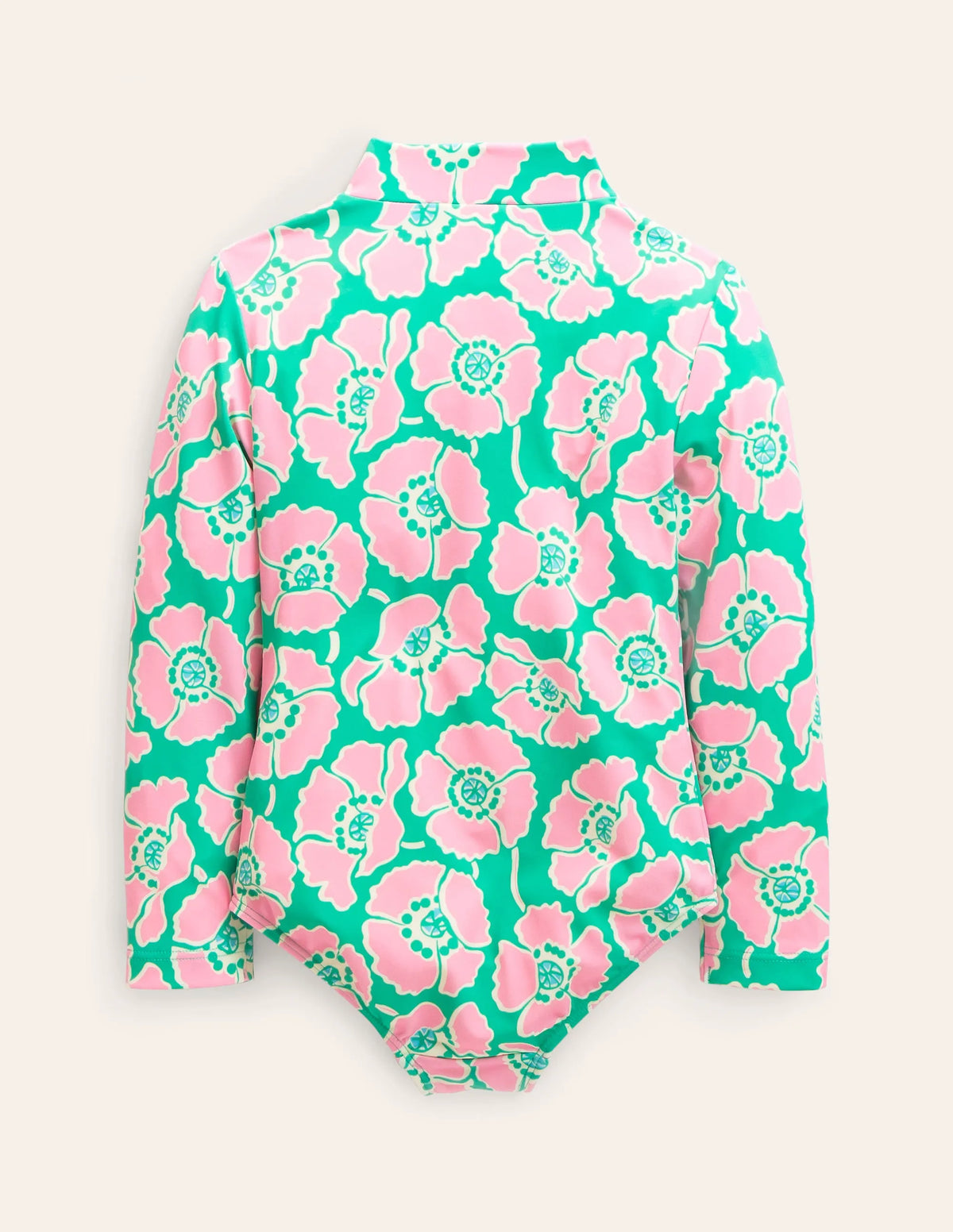 Long-sleeved Swimsuit-Lilac/Green Poppies