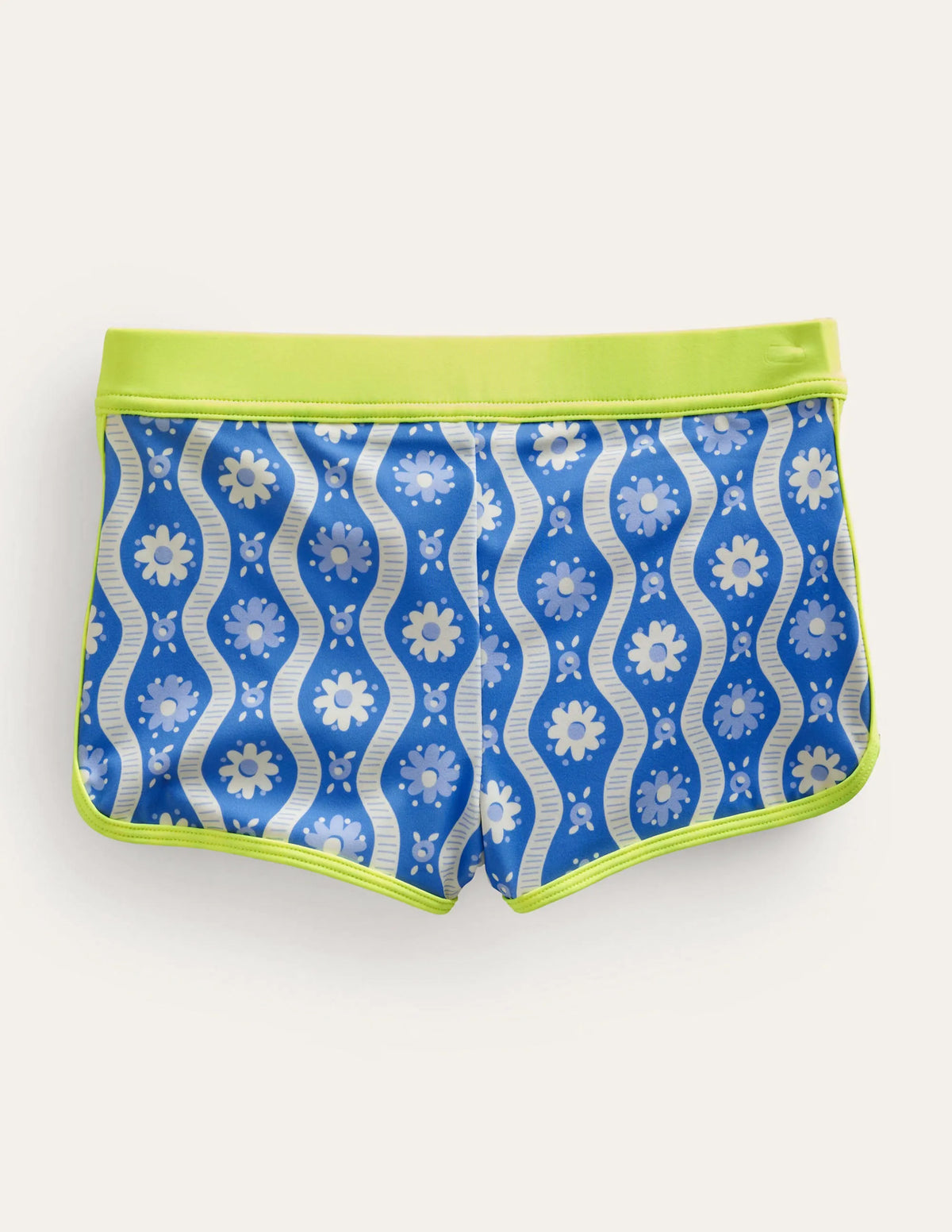 Patterned Swim Shorts-Penzance Blue Daisy Wave