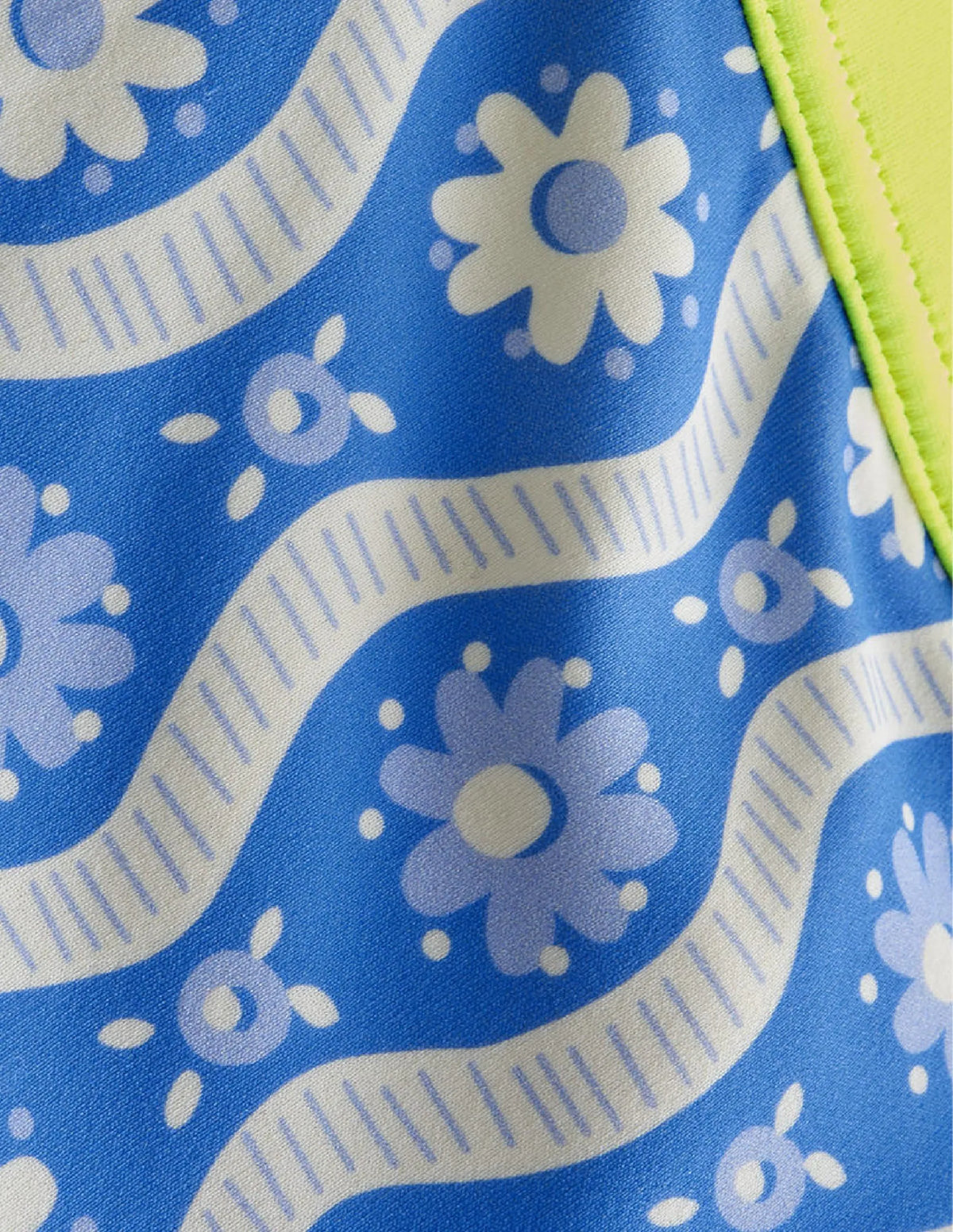 Patterned Swim Shorts-Penzance Blue Daisy Wave