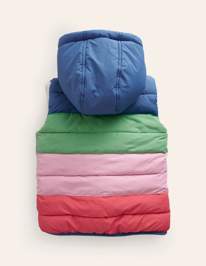 Borg Mix Reversible Gilet-Bubblegum Pink Colourblock