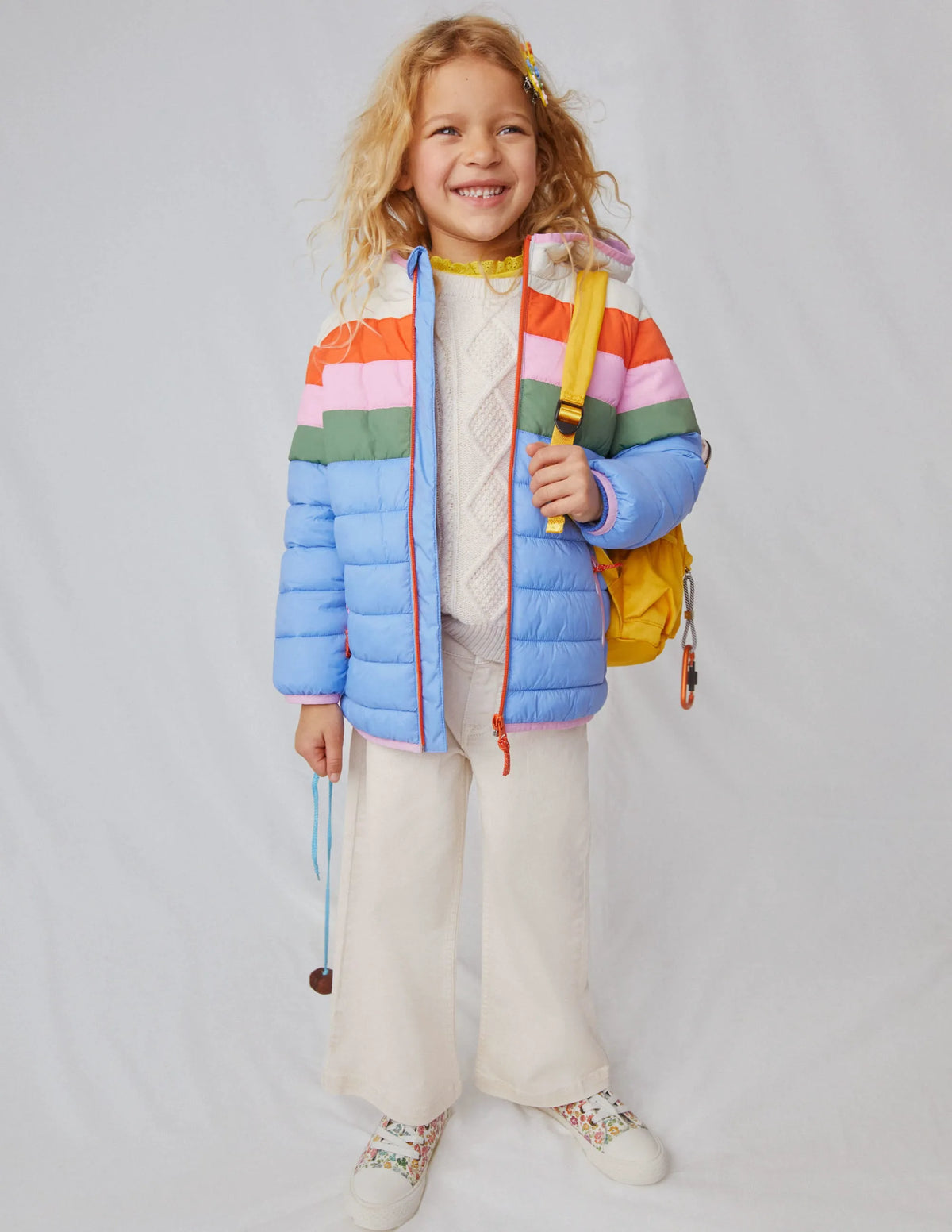 Cosy Pack-away Padded Jacket-Provence Blue Stripe