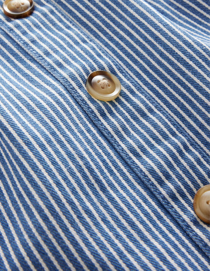 Denim Button Through Skirt-Indigo Ticking