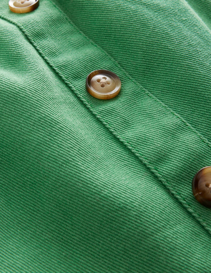 Denim Button Through Skirt-Mountain Green