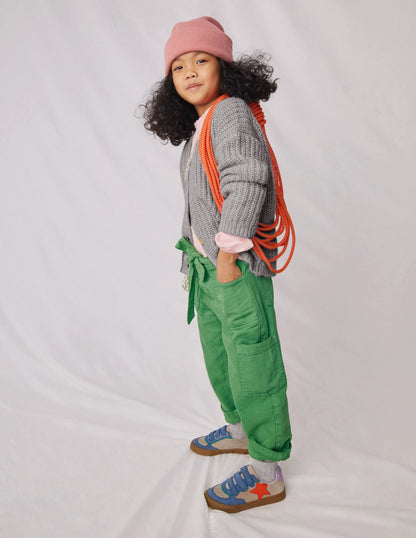 Tie Waist Cargo Pants-Safari Green