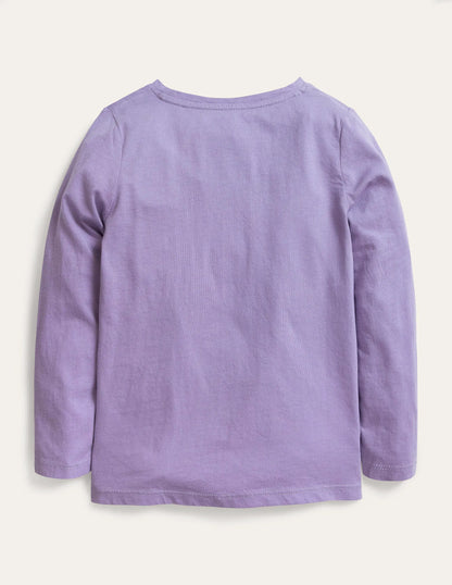 Long-sleeved Appliqué Top-Lavender Purple Paleontologist