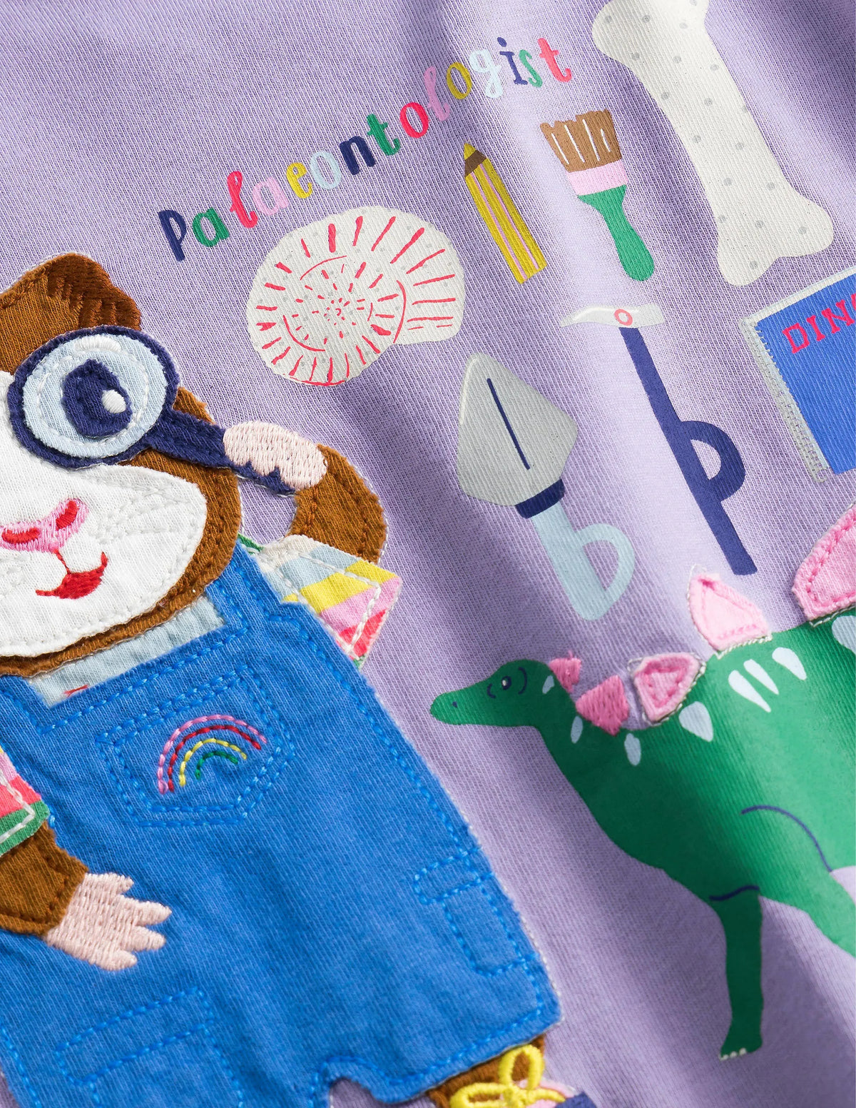 Long-sleeved Appliqué Top-Lavender Purple Paleontologist