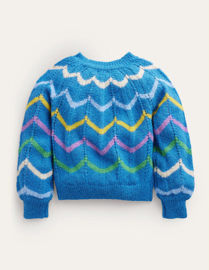 Fun Sweater-Blue Scallop Stripe