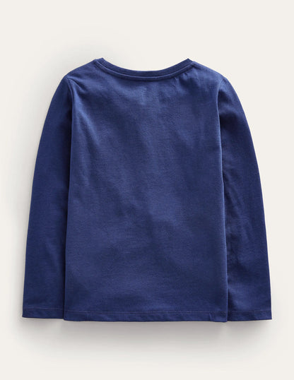 Long Sleeve Appliqué Top-Starboard Blue Horse