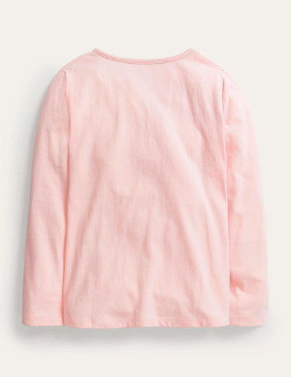Long Sleeve Appliqué Top-Pink Guinea Pig