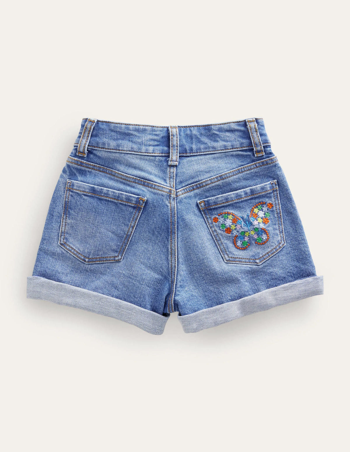 Denim Shorts-Light Vintage Flowers