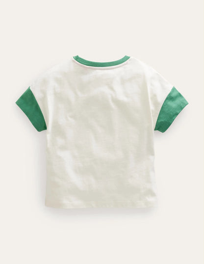 Printed Graphic T-shirt-Mountain Green Rainbow