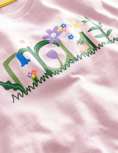 Printed Graphic T-shirt-French Pink Hope