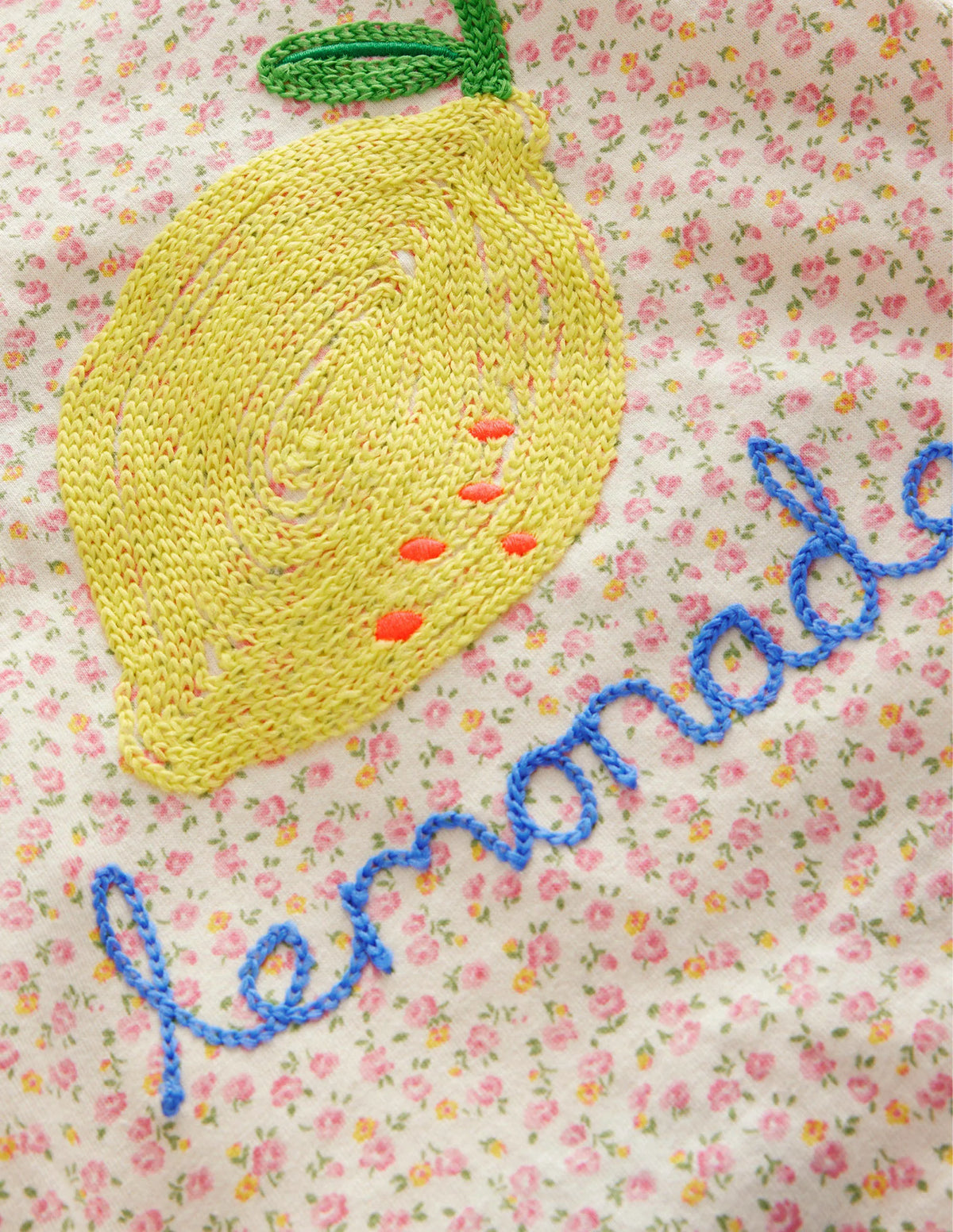Embroidered Top-Ivory Floral Lemonade