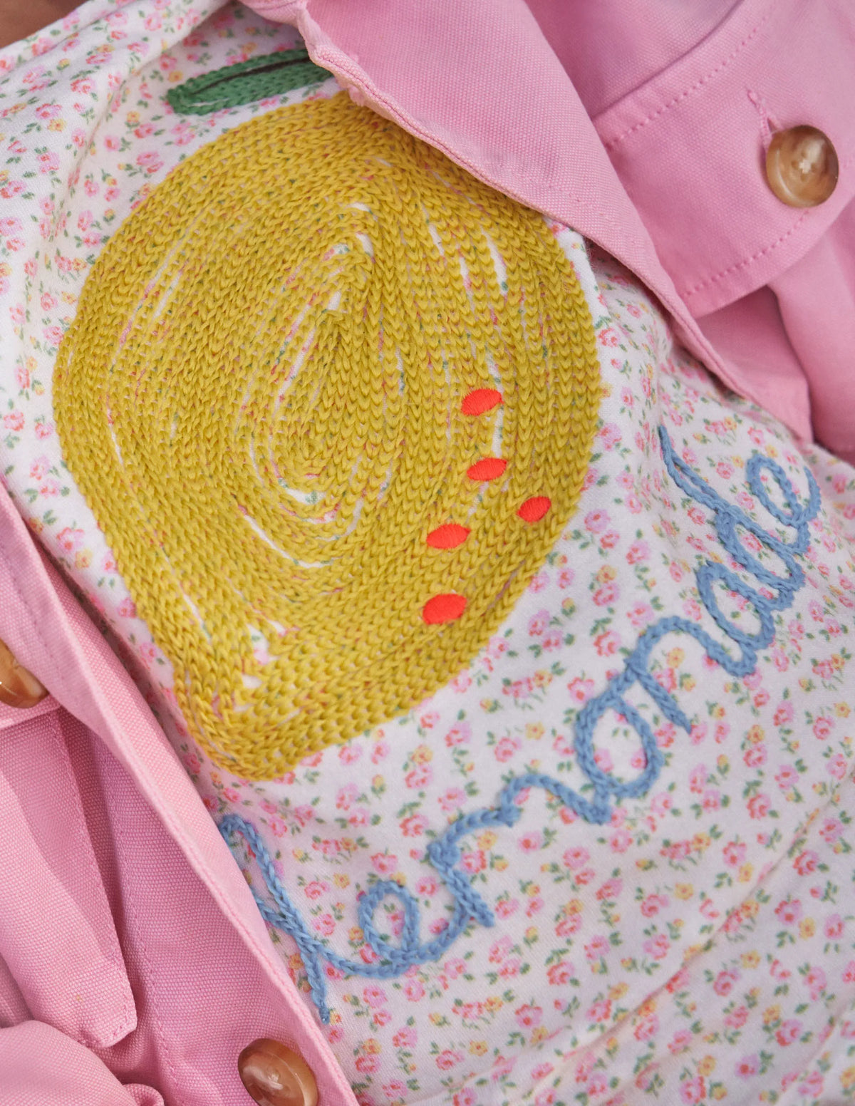 Embroidered Top-Ivory Floral Lemonade