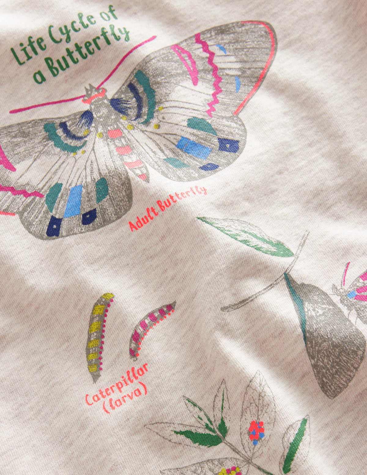 Logo Educational T-shirt-Oatmeal Marl Butterfly