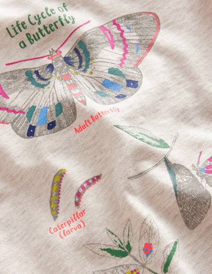Logo Educational T-shirt-Oatmeal Marl Butterfly