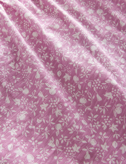 Square Neck Broderie Mix Top-Soft Lavender Floral