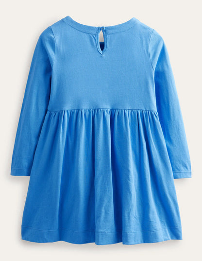 Flutter Jersey Dress-Penzance Blue Floral