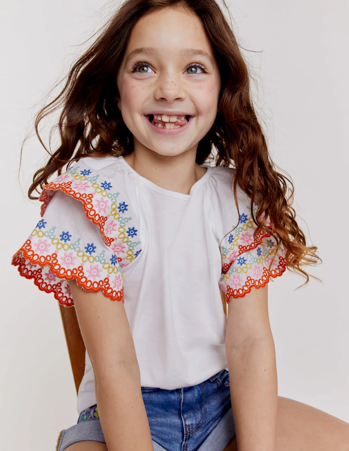 Broderie Mix T-shirt-White