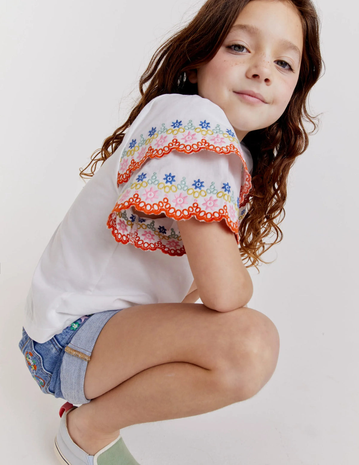 Broderie Mix T-shirt-White