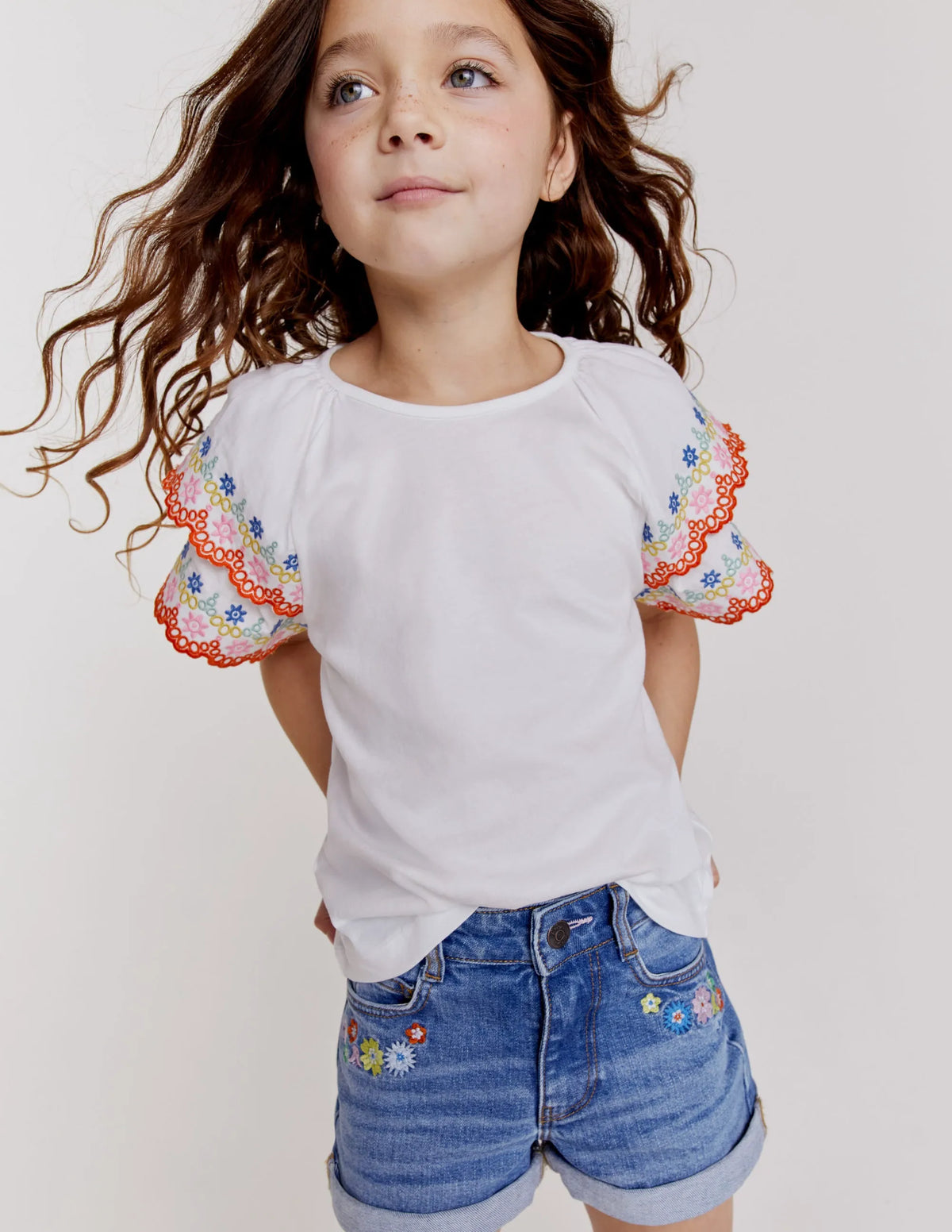 Broderie Mix T-shirt-White