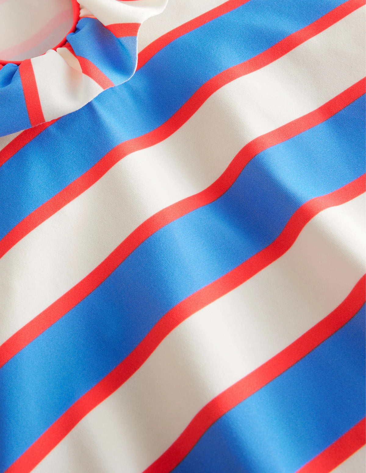 Frilly Swimsuit-Penzance Blue and Red Stripe