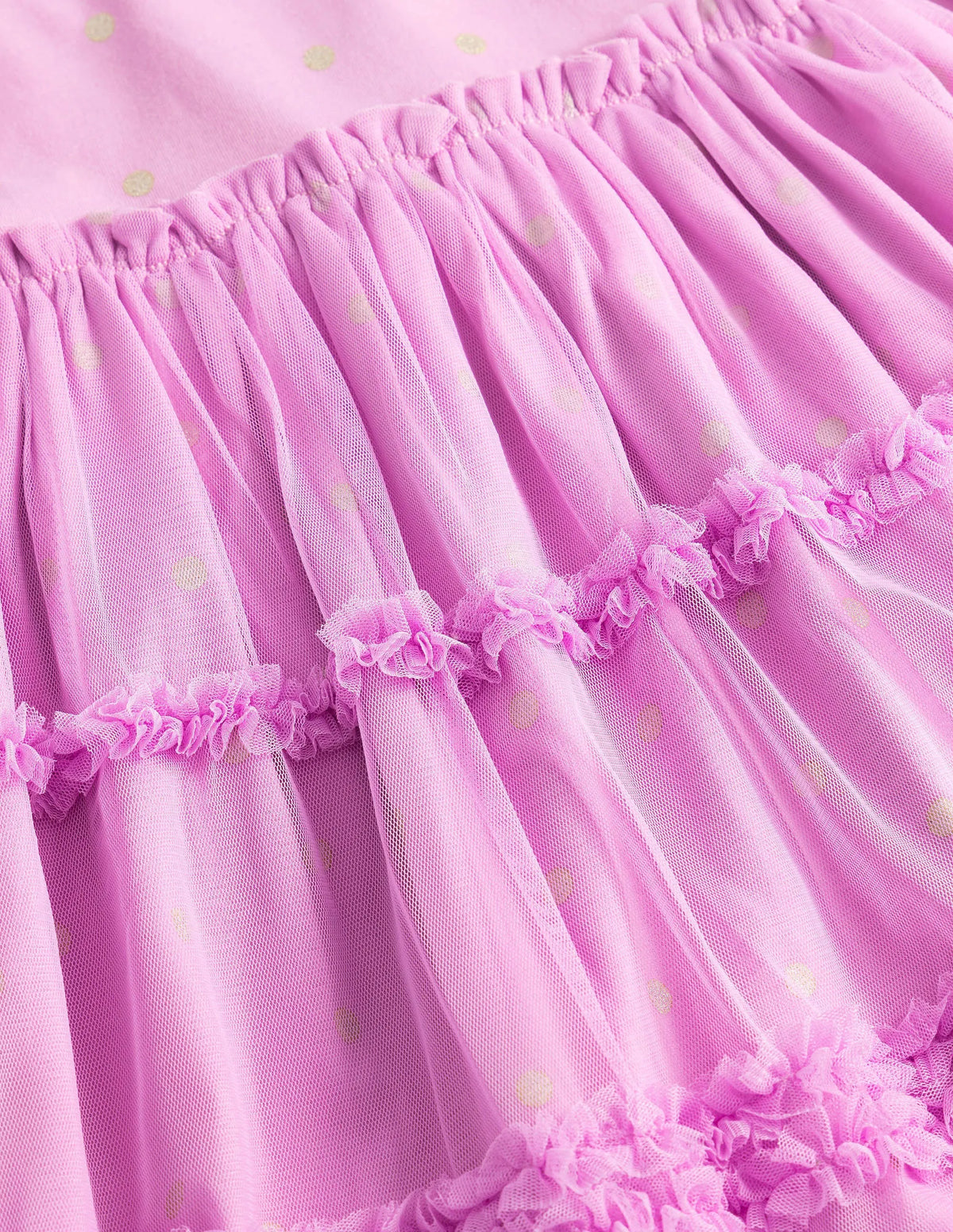 Long Sleeve Jersey Tulle Dress-Orchid Petal Pink/Gold Spot