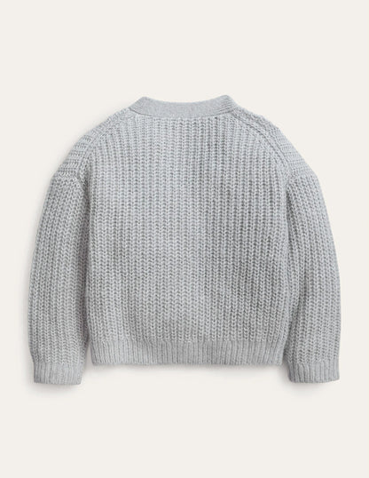 Fluffy Cardigan-Sliver Marl