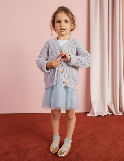Fluffy Cardigan-Sliver Marl