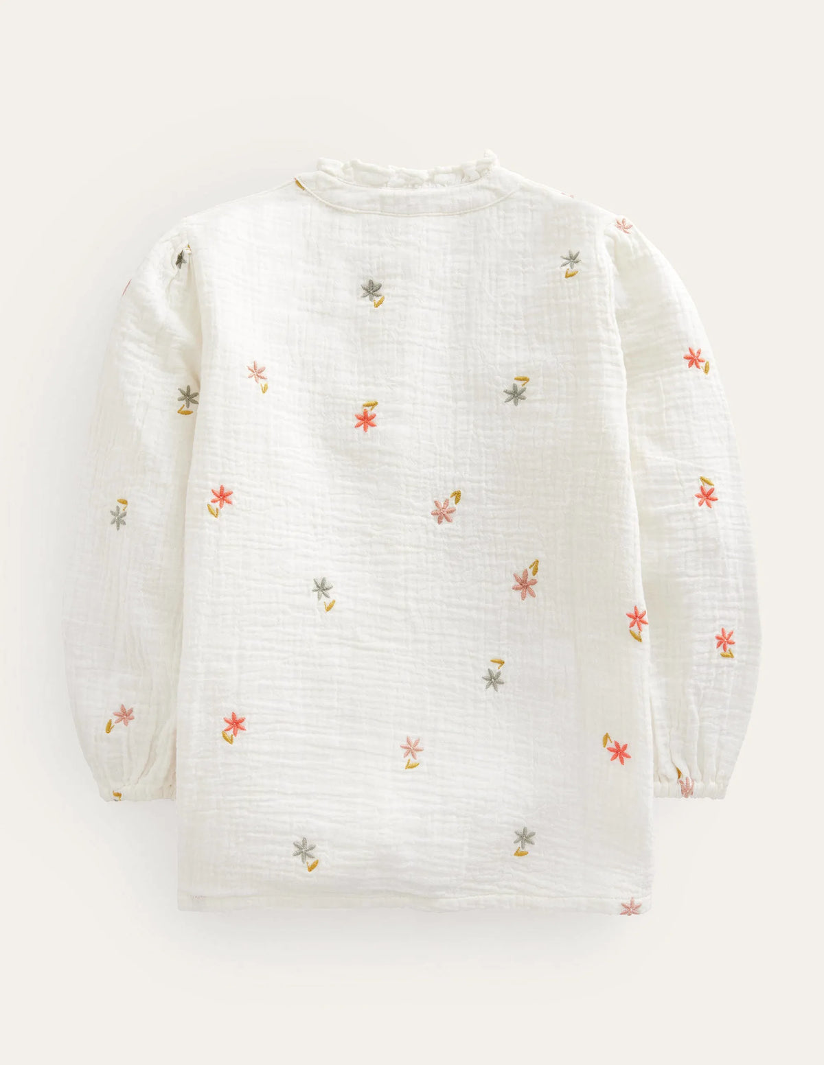 Double Cloth Embroidered Top-Ivory Floral