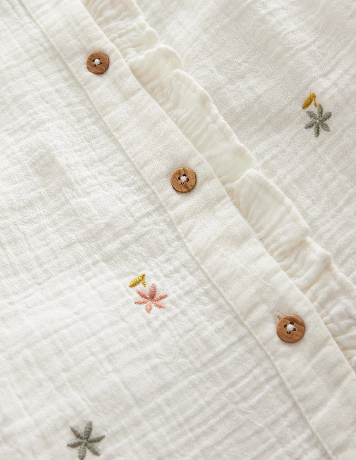Double Cloth Embroidered Top-Ivory Floral